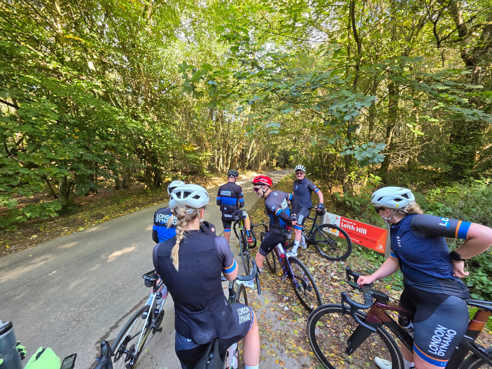 Group of London Dynamo riders on a Sunday Explorer ride in the hills