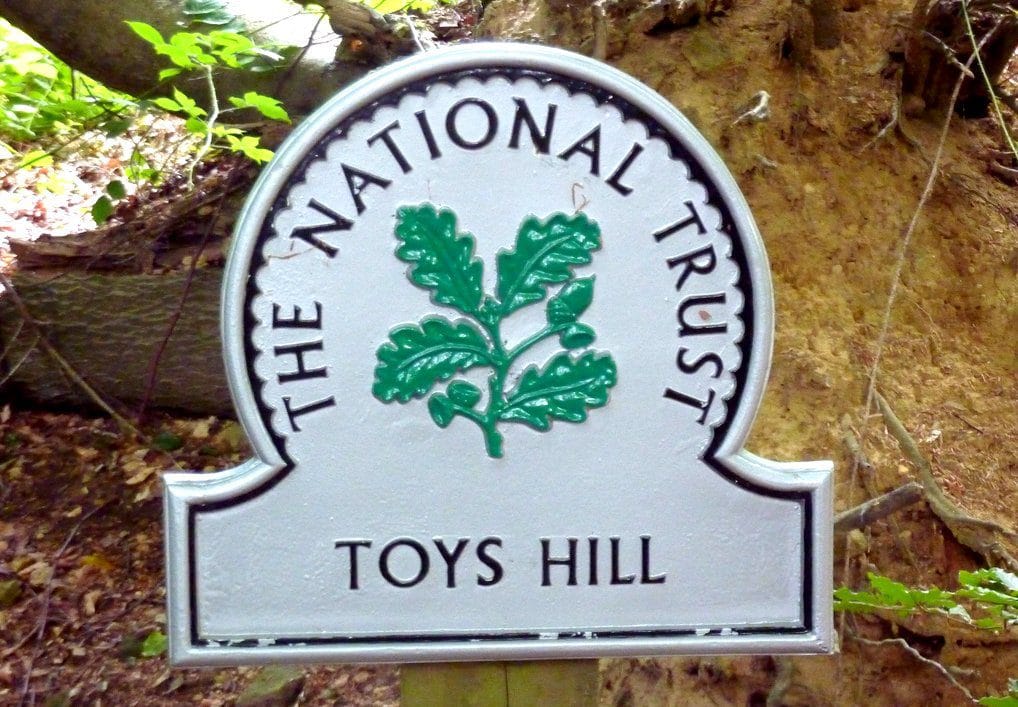 The National Trust sign for Toys Hill in Kent